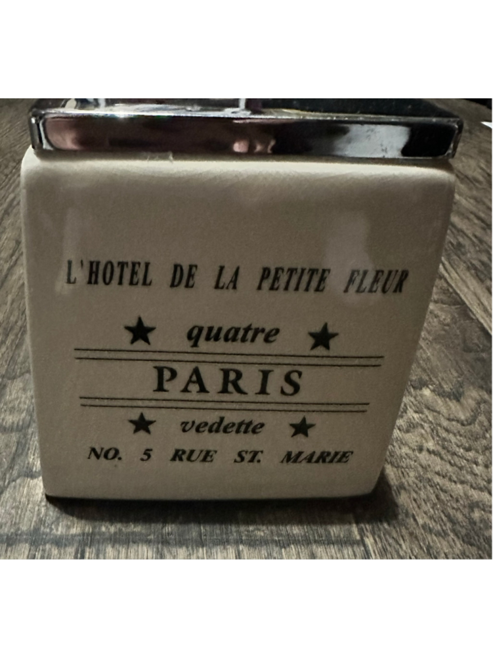 Unbranded Paris Themed Ceramic Tissue Box Cover, One Size, Beige and Silver